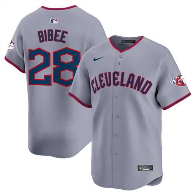 Mens Cleveland Guardians #28 Tanner Bibee Gray 2025 Alternate Limited Stitched Jersey Dzhi